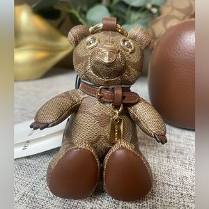 $139 COACH Signatures Canvas Bear Bag Charm